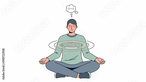 A man meditates with a swirling vortex around his chest