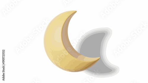 A cartoon-style crescent moon with a yellow and brown color scheme