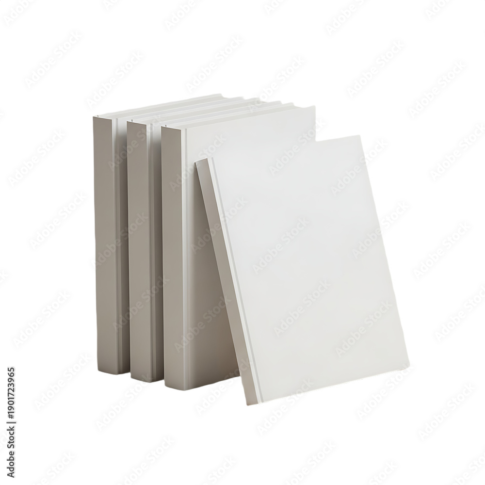 Fototapeta premium Stack of white canvases or boards isolated on transparent background