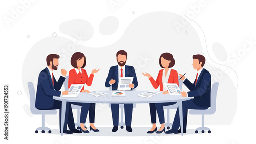 Business meeting, team collaboration, discussion at office table, diverse professionals