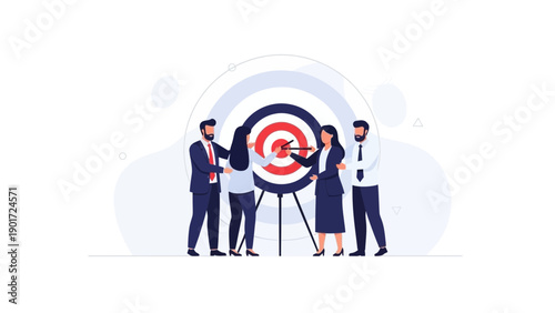 Business Team Aiming at Target, Achieving Goals and Success