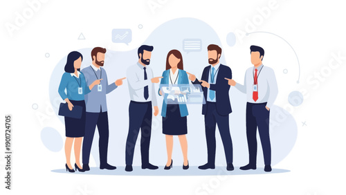 Business Team Collaborating on Digital Interface, Discussing Strategy