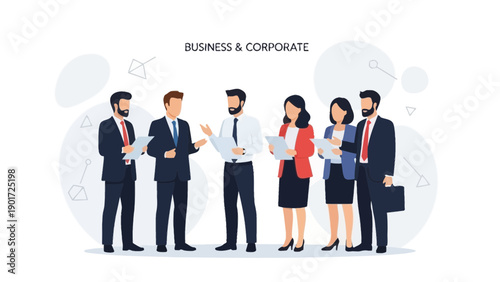 Diverse Business Team Meeting, Corporate Professionals Discussing Strategy