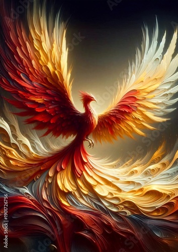 Radiant Phoenix with Golden Wings — Vibrant Mythical Artwork