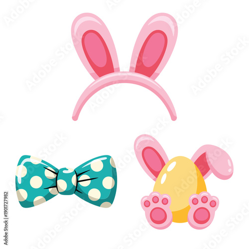 Headband ears and bow tie set, Easter family photo booth props, kids fair costume corner, parade session wardrobe checklist