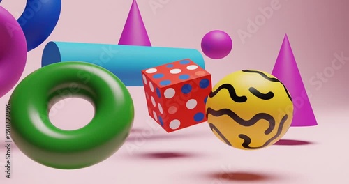 Wallpaper Mural 3D Shapes and Objects Rotating. Torontodigital.ca