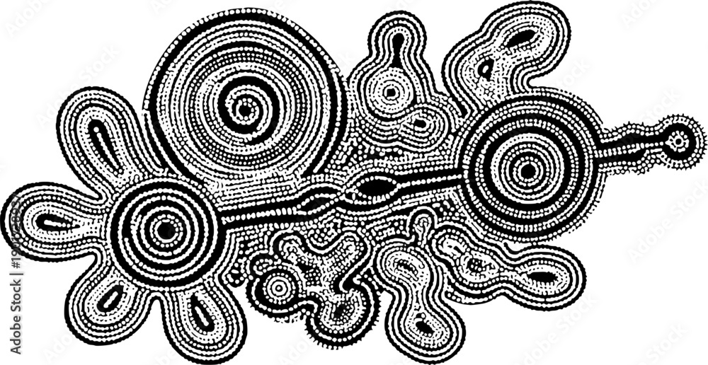 Fototapeta premium Abstract indigenous australian dot painting art pattern aboriginal culture inspired design vector 