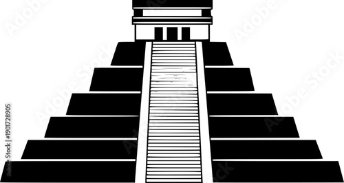 Ancient mayan pyramid silhouette iconic architectural wonder mystical mesoamerican heritage symbol vector
