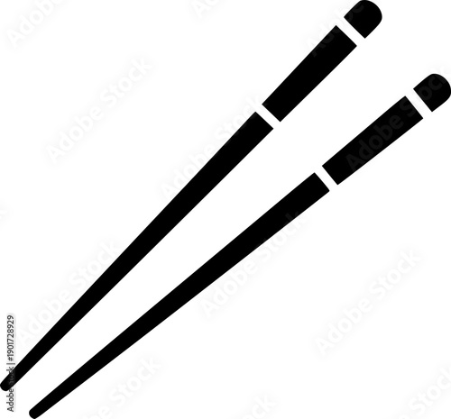 Clean silhouette of two black chopsticks isolated on white for asian cuisine and food service concepts vector
