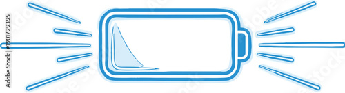Low battery icon illustration showcasing energy depletion in a simple graphic