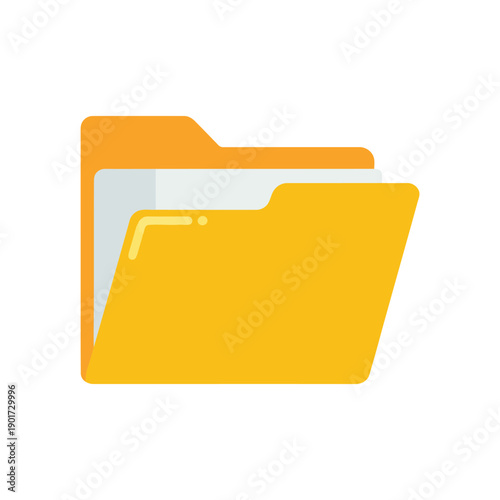 Yellow file folders vector set, office document storage icons for business presentation, resume template, project planner, corporate branding design