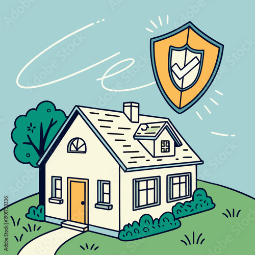 House with shield protection concept insurance home