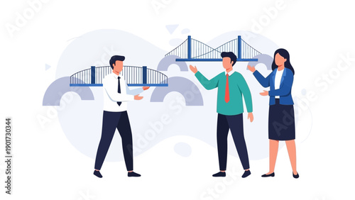 Business People Building Bridges, Collaboration, Connection, Strategy