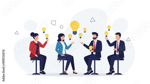 Business Team Brainstorming Ideas, Generating Innovation and Solutions