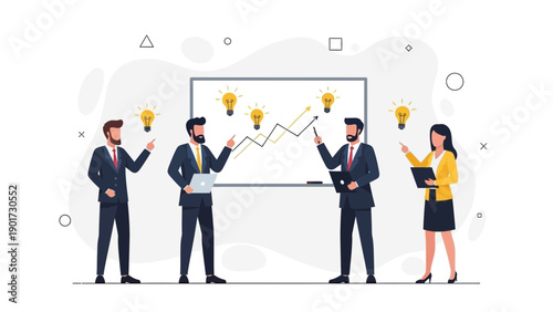 Business Team Presenting Growth Strategy with Ideas and Chart