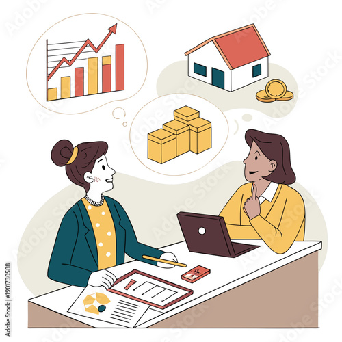 Wealth management advisor discussing assets with client