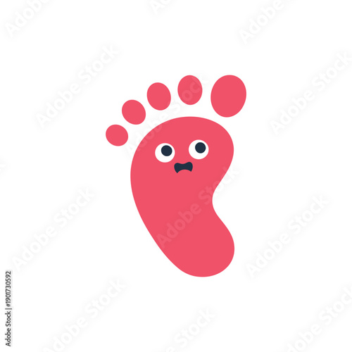 Cute baby footprint with smiling face, newborn shower invitation graphic, hospital welcome sign, family photo session, nursery decoration template