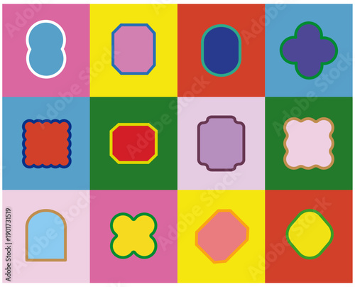 set of colorful stickers frame