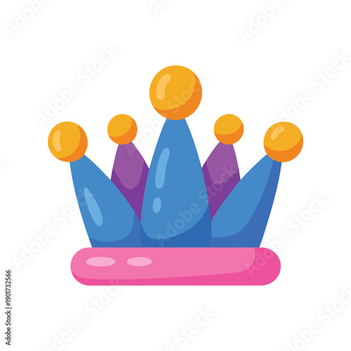 Royal crown tiara vector icon, blue girls party headpiece for princess birthday, costume dress up, pageant, celebration logo, sticker design