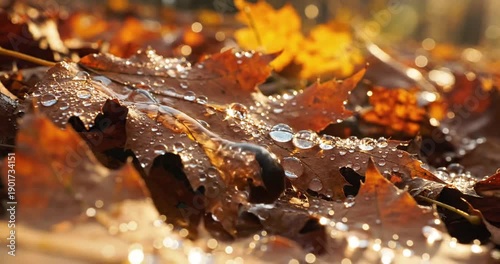 Wallpaper Mural Autumn leaves with rain drops. Torontodigital.ca