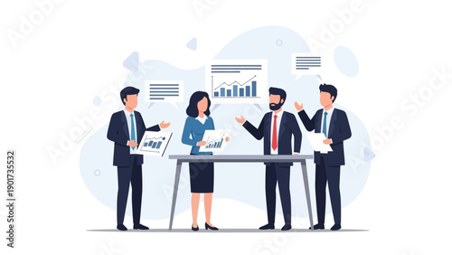 Business Team Meeting Discussing Financial Growth and Strategy