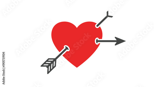 Pierced Heart with Arrows Love Symbol.