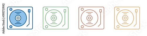 Record Player Icon Set Multiple Style Collection 