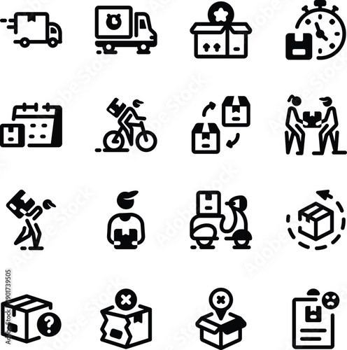 Pack of Glyph Style Delivery Icons 

