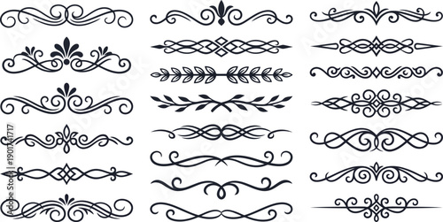Vintage elegant decorative elements collection with flourishes and ornaments for design purposes