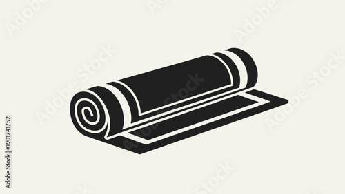 Black Yoga Mat Rolled Up Illustration.