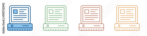 Retro Computer Icon Set Multiple Style Collection 