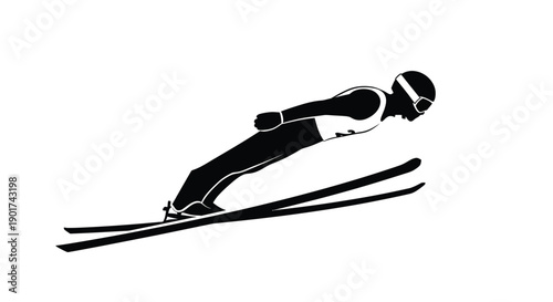 Winter Olympics Ski mountaineering athlete climbing slope poles with determination, a dynamic silhouette capturing the thrill of winter sports and aerial maneuvers