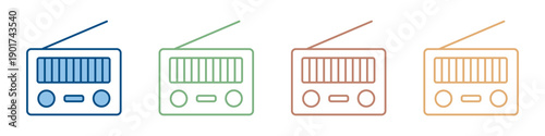 Retro Radio Icon Set Multiple Style Collection 