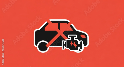 Car engine failure warning symbol icon.