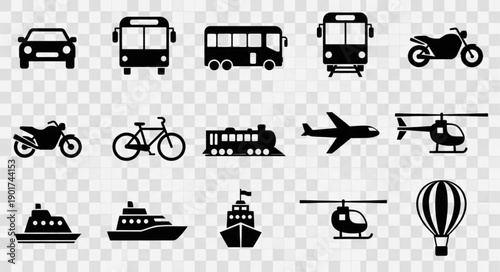 Collection of Transportation Icons Vector Art.