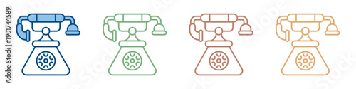 Retro Rotary Phone Icon Set Multiple Style Collection 
