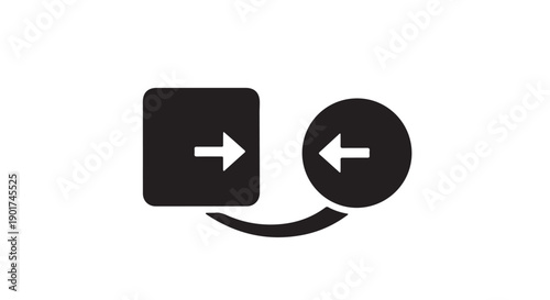 Arrows in Minimalist Design with Simple Shapes and White Arrows on Black Background for UI Elements