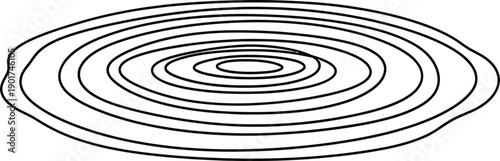 A simple black and white drawing of concentric circles on a flat surface.