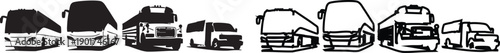 Black silhouettes of various trucks and vans vehicle