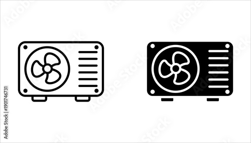 a collection of fan speed icons, symbols for cooling a room, on a white background.