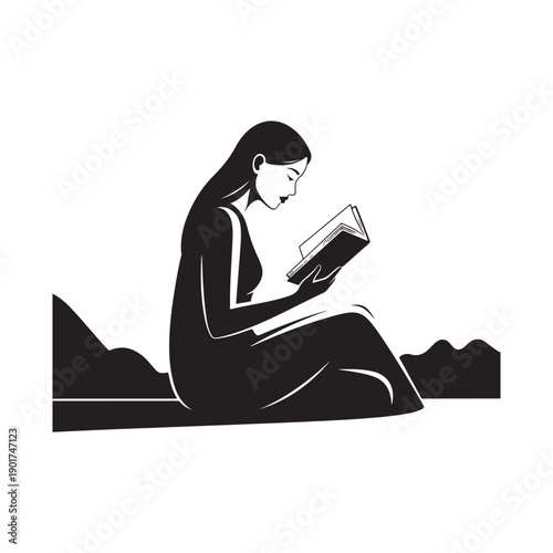 A woman sitting outside reading a book