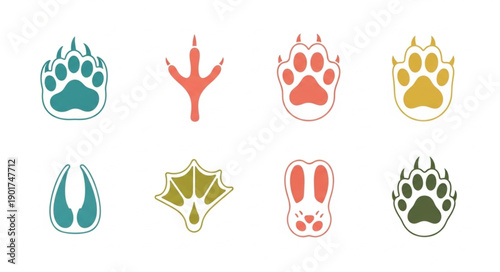 Collection of Animal Footprints and Paw Prints Icons.