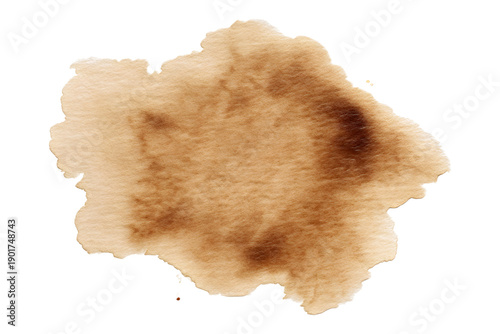 Brown coffee stain blot on paper texture isolated on transparent background