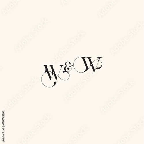 elegancy and beauty in one look WW with monogram concept letter wedding caligraphic logo