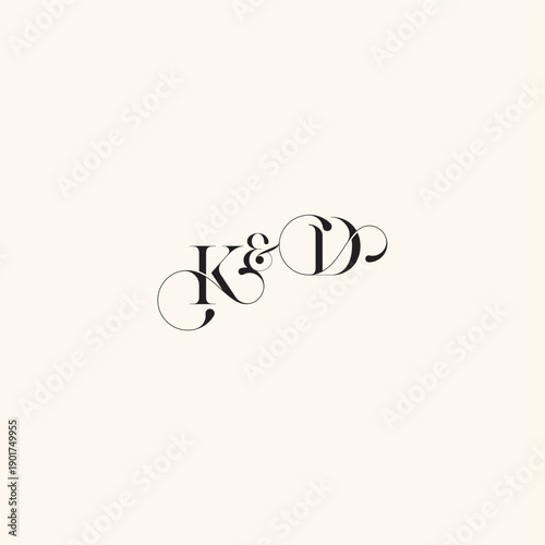 wedding caligraphic logo DK elegancy and beauty in one look with monogram concept letter