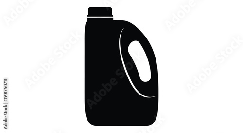 A stark black silhouette depicts a plastic jug with a handle commonly used for liquids like milk or detergent