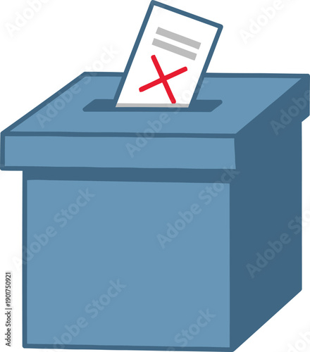 Election Voting Ballot Box with Marked Paper Slip Vector