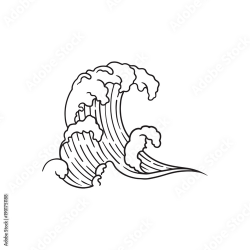japanese sea wave, traditional japanese wave tattoo asian wave illustrations