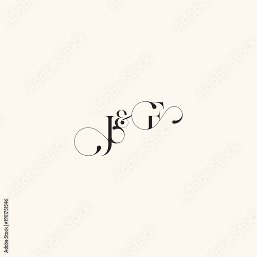 wedding caligraphic logo FJ elegancy and beauty in one look with monogram concept letter