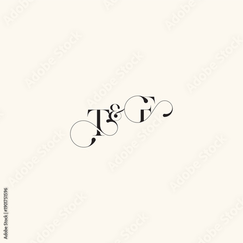 wedding caligraphic logo FT elegancy and beauty in one look with monogram concept letter